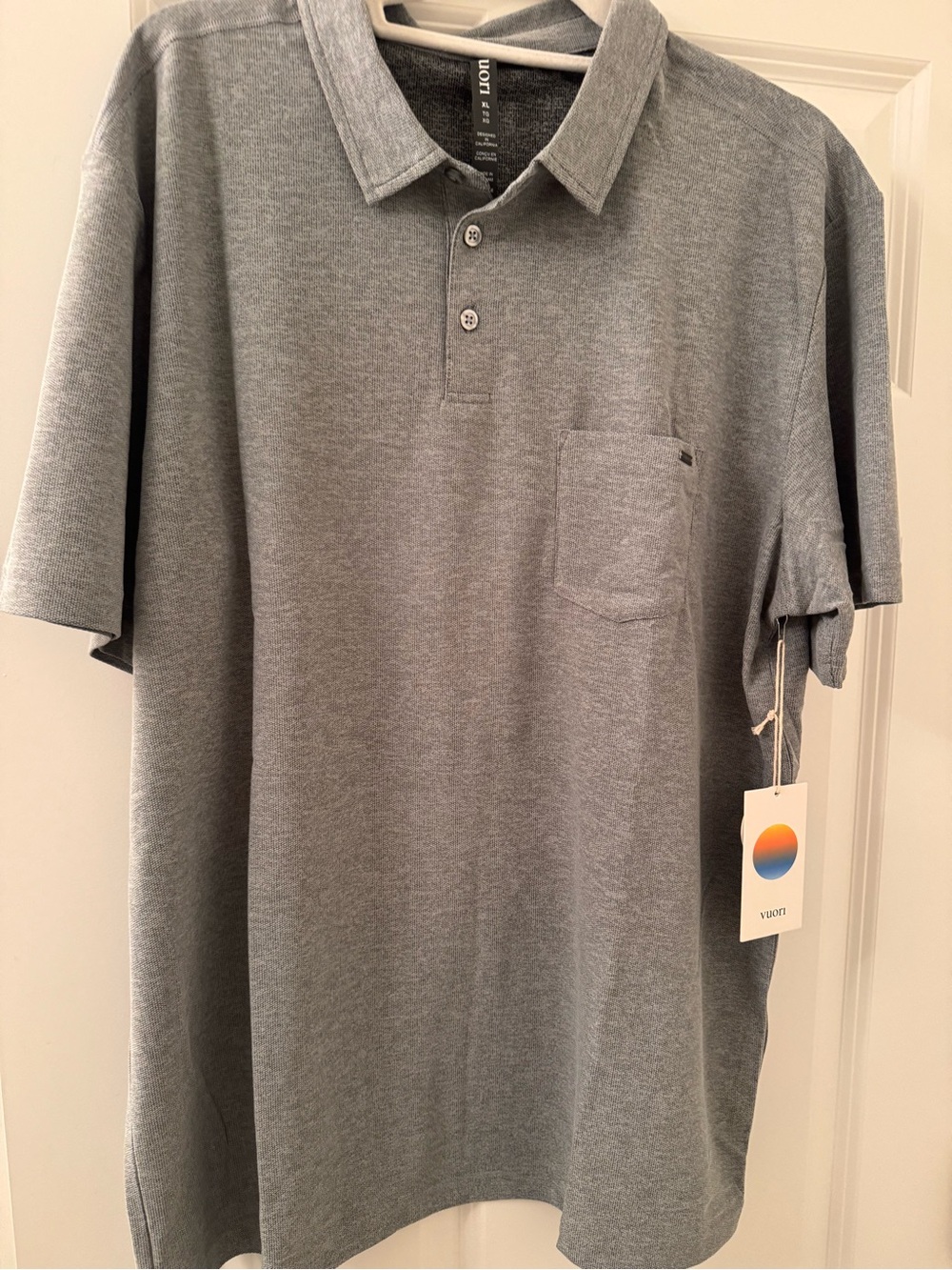 Vuori Men’s Gray Polo with Chest Pocket